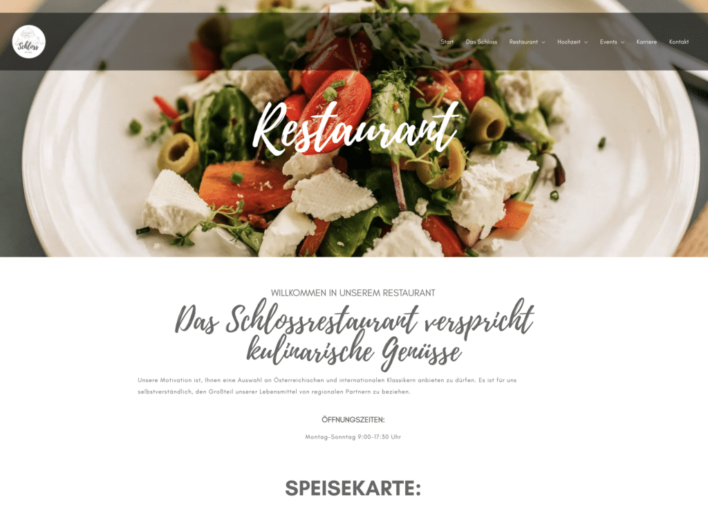 Restaurant, Website -  Schloss Mattsee