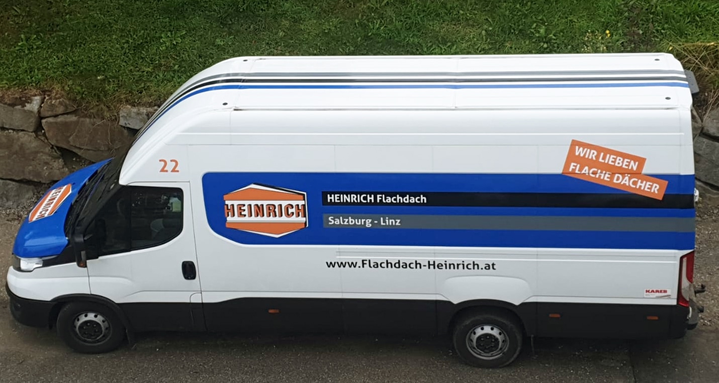 Fahrzeugbeklebung Transporter - Flachdach Heinrich